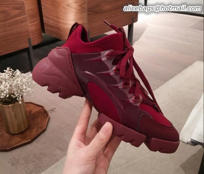 Best Price Dior D-Connect Neoprene Low-top Sneakers G11644 Burgundy 2020