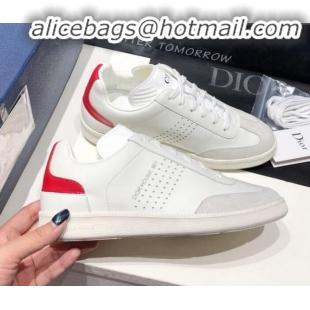 Luxury Dior Homme Calfskin Sneakers G21418 White/Red 2020