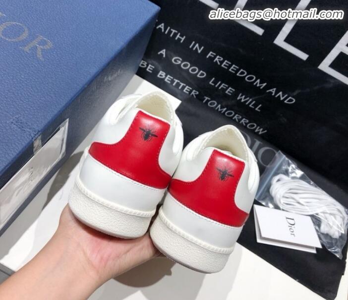 Luxury Dior Homme Calfskin Sneakers G21418 White/Red 2020