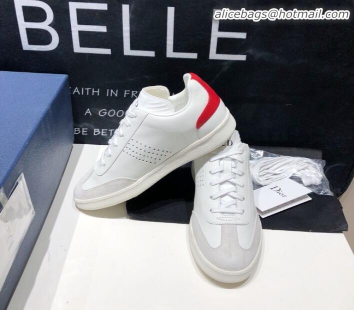 Luxury Dior Homme Calfskin Sneakers G21418 White/Red 2020