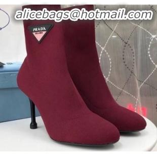 Duplicate Prada Stretch Fabric Booties 1T978I Burgundy