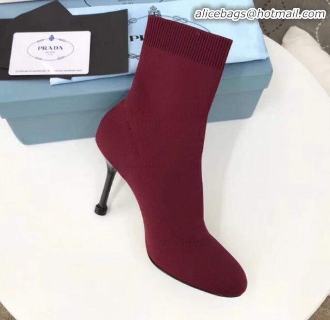 Duplicate Prada Stretch Fabric Booties 1T978I Burgundy