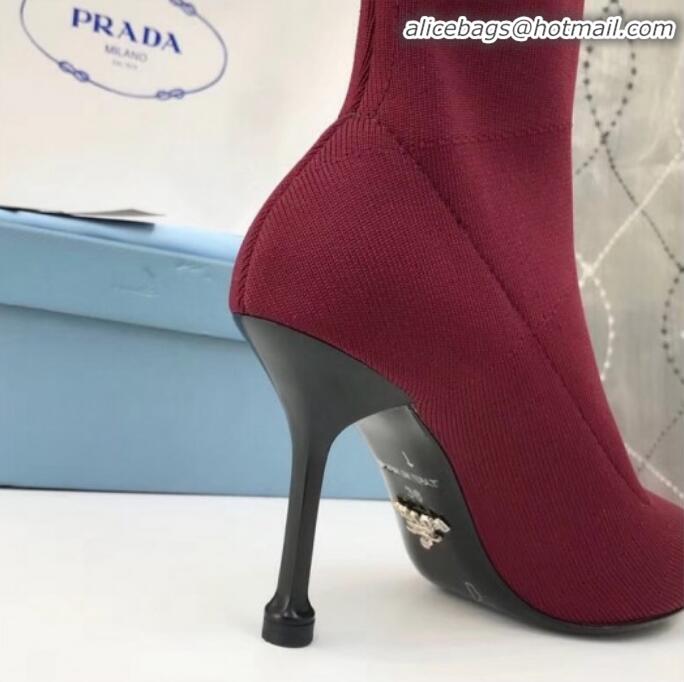 Duplicate Prada Stretch Fabric Booties 1T978I Burgundy