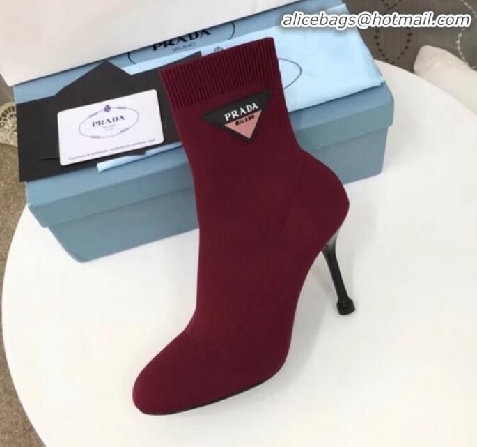 Duplicate Prada Stretch Fabric Booties 1T978I Burgundy