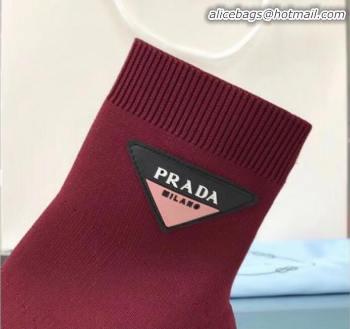 Duplicate Prada Stretch Fabric Booties 1T978I Burgundy