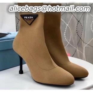 Practical Prada Stretch Fabric Booties 1T978I Beige