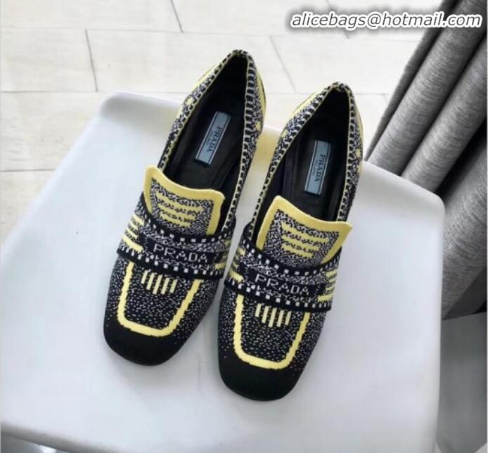 Discounts Prada Knit Fabric Loafers 1D194L Yellow