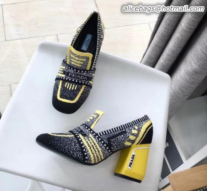 Discounts Prada Knit Fabric Loafers 1D194L Yellow