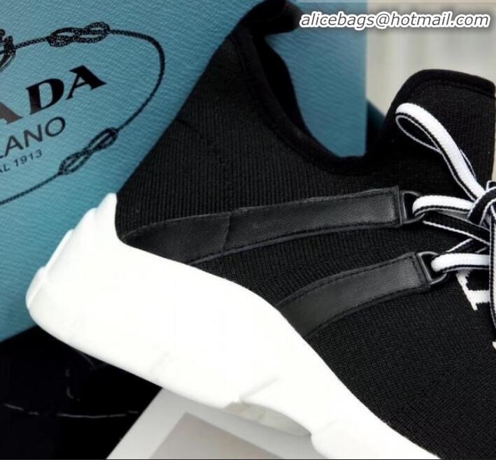 Classic Prada Stretch Knit Logo Sneaker P72956 Black 2020