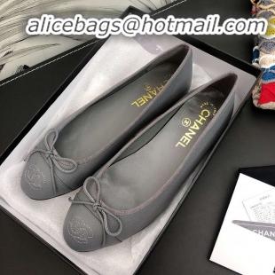 New Design Chanel Classic Bow Flats Ballerinas G32898 Dark Grey