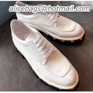 Low Price Prada Monolith Patent Leather Derby Platform Lace up Shoe 80206 White 2020