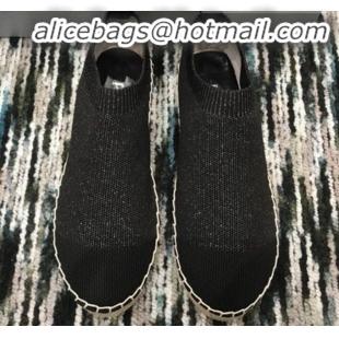 Discount Design Prada Hemp Rope Knit Boot Espadrilles G82749 Black