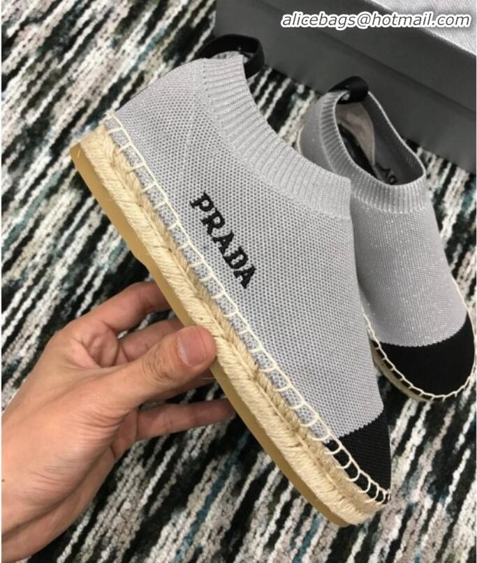 Most Popular Prada Hemp Rope Knit Boot Espadrilles G82749 Silver