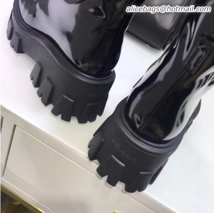 Unique Style Prada Patent Calfskin Platform High Boots G90958 Black