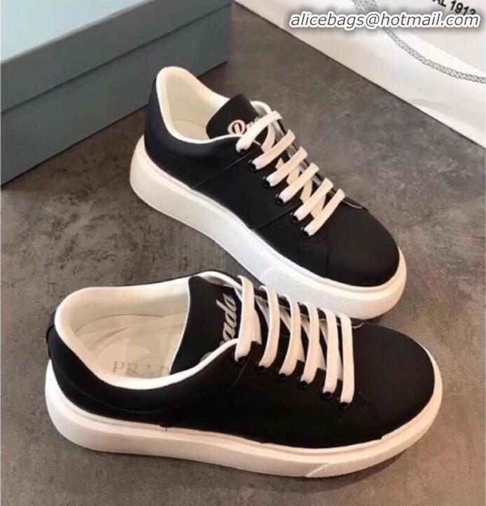 Pretty Style Prada Calfskin Logo Back Sneakers P91907 Black