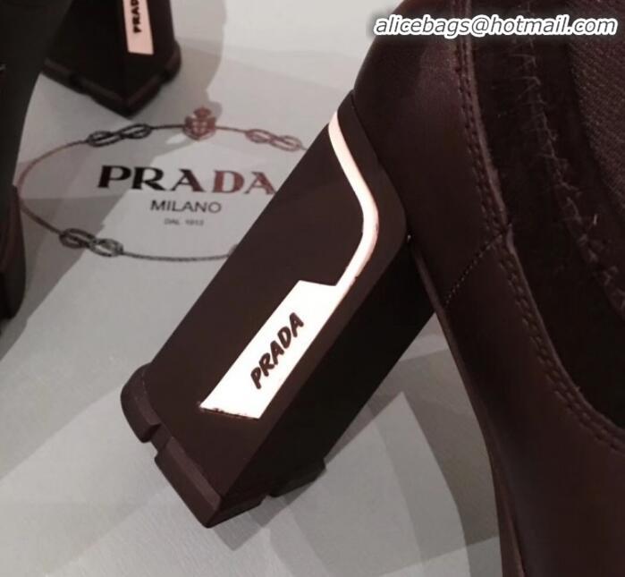 Good Quality Prada Contrasting Leather Lace-up High-Heel Short Boots P01251 Black/White