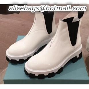 Low Cost Prada Patent Leather Short Boots P01255 White