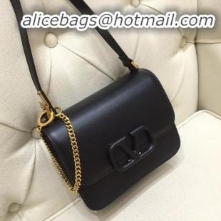 Unique Grade VALENTINO VLOCK Origianl leather shoulder bag 0906 black