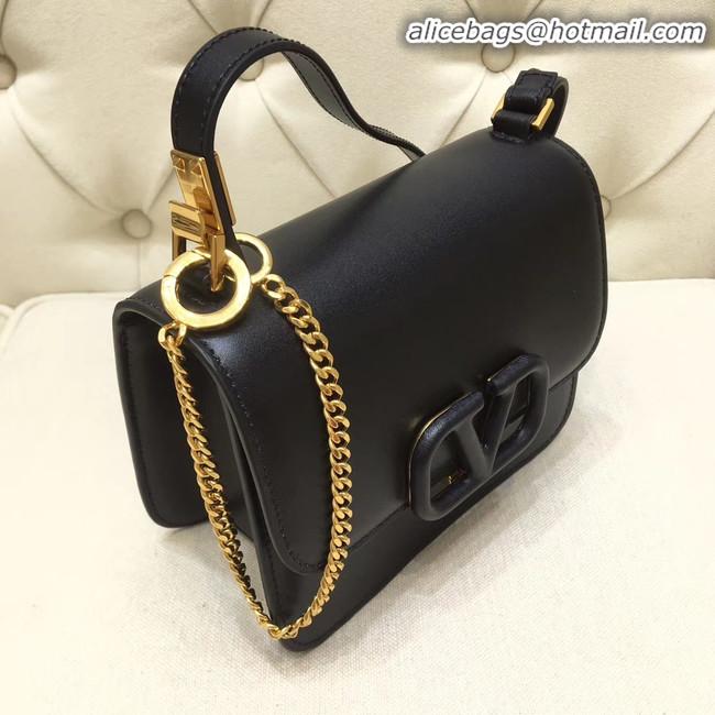 Unique Grade VALENTINO VLOCK Origianl leather shoulder bag 0906 black