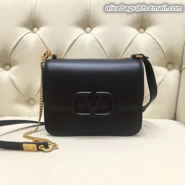 Unique Grade VALENTINO VLOCK Origianl leather shoulder bag 0906 black