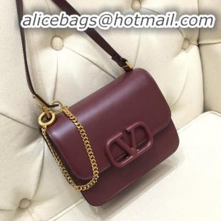 Buy Cheap VALENTINO VLOCK Origianl leather shoulder bag 0906 Burgundy