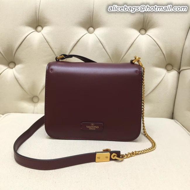 Buy Cheap VALENTINO VLOCK Origianl leather shoulder bag 0906 Burgundy