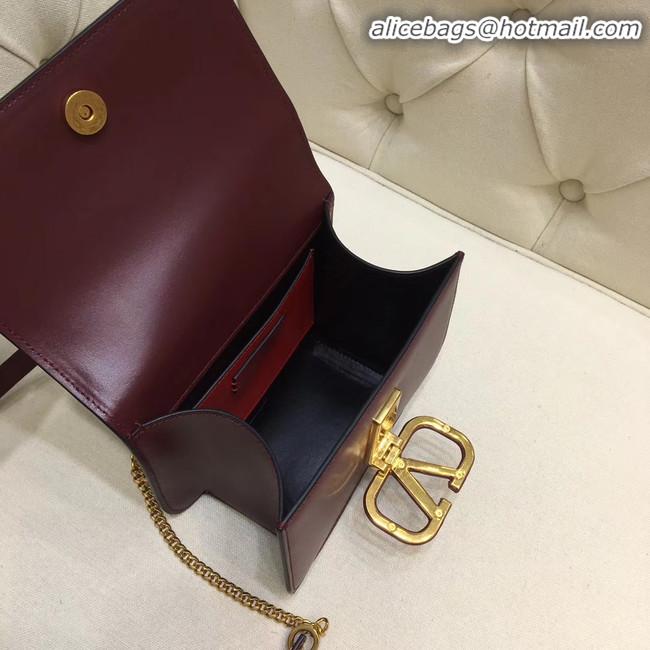 Buy Cheap VALENTINO VLOCK Origianl leather shoulder bag 0906 Burgundy