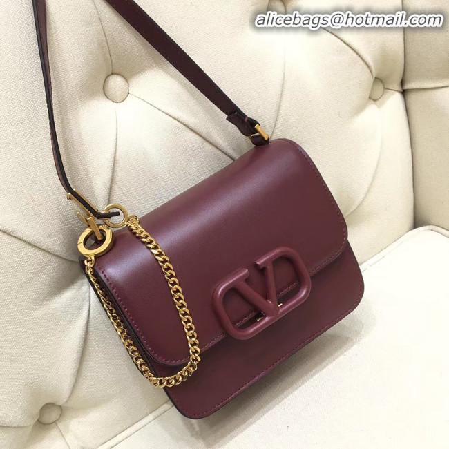 Buy Cheap VALENTINO VLOCK Origianl leather shoulder bag 0906 Burgundy