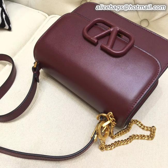 Buy Cheap VALENTINO VLOCK Origianl leather shoulder bag 0906 Burgundy