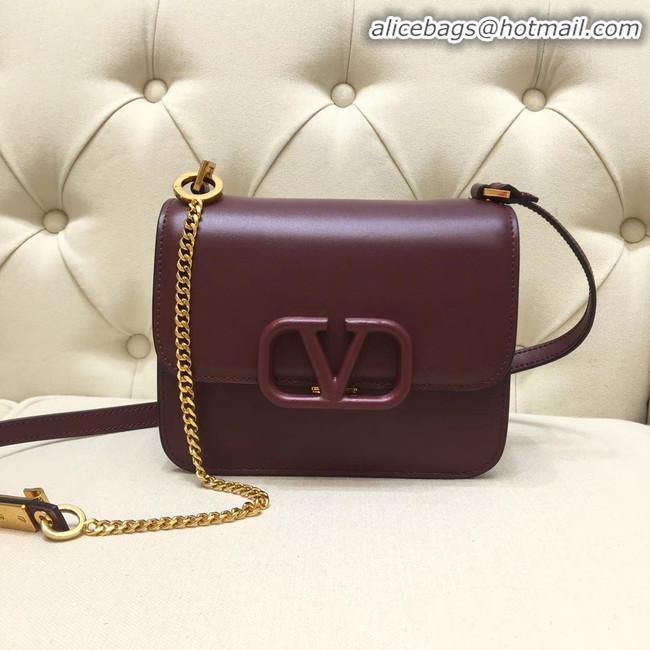 Buy Cheap VALENTINO VLOCK Origianl leather shoulder bag 0906 Burgundy