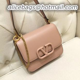 Top Quality VALENTINO VLOCK Origianl leather shoulder bag 0906 light pink