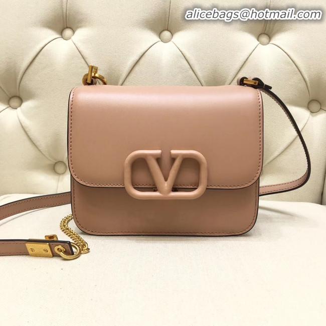 Top Quality VALENTINO VLOCK Origianl leather shoulder bag 0906 light pink