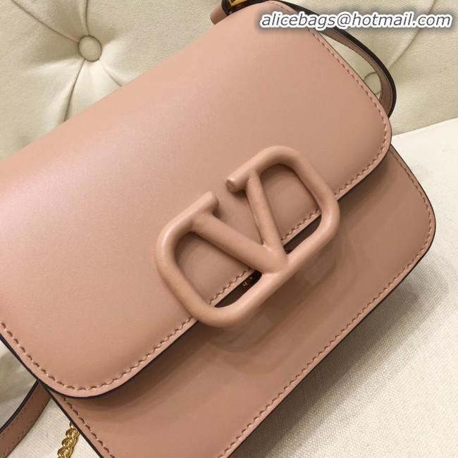 Top Quality VALENTINO VLOCK Origianl leather shoulder bag 0906 light pink