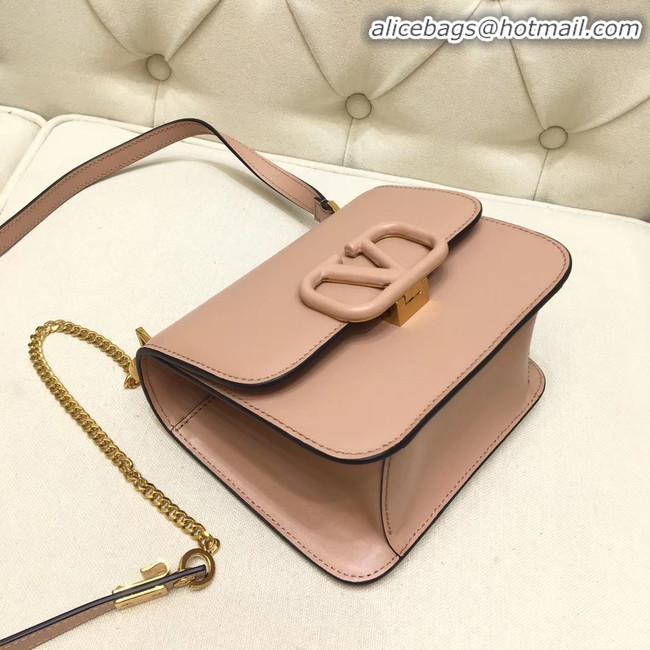 Top Quality VALENTINO VLOCK Origianl leather shoulder bag 0906 light pink