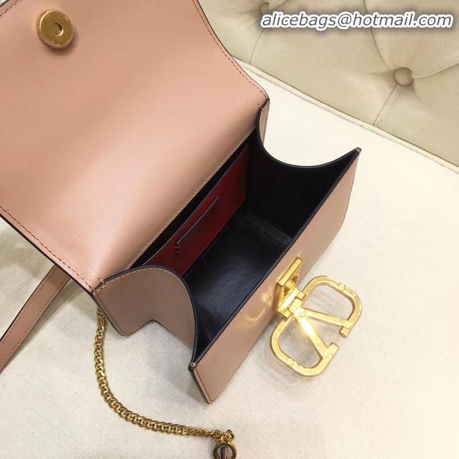 Top Quality VALENTINO VLOCK Origianl leather shoulder bag 0906 light pink