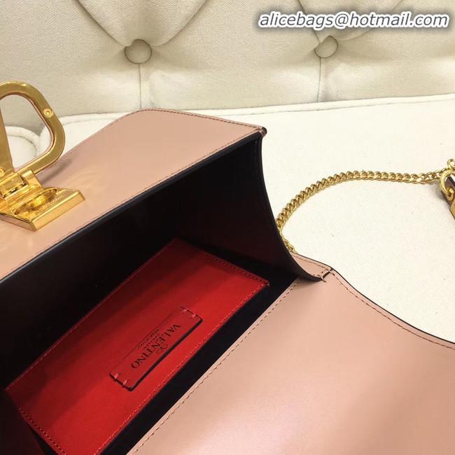 Top Quality VALENTINO VLOCK Origianl leather shoulder bag 0906 light pink