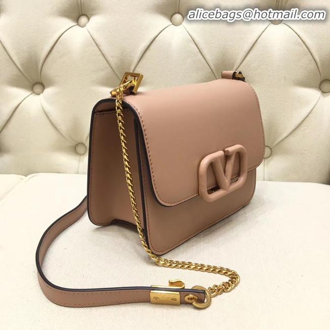 Top Quality VALENTINO VLOCK Origianl leather shoulder bag 0906 light pink