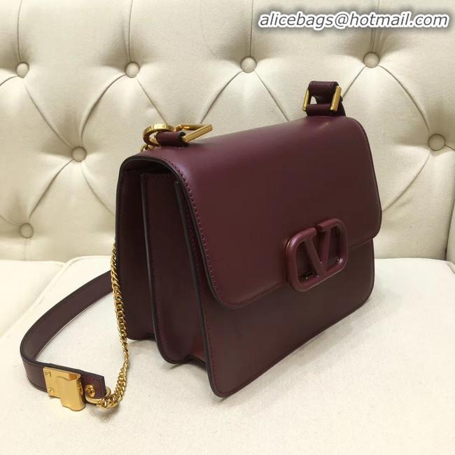 Trendy Design VALENTINO VLOCK Origianl leather shoulder bag 0908 Burgundy