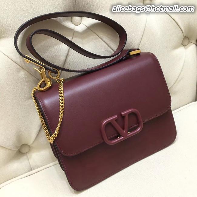 Trendy Design VALENTINO VLOCK Origianl leather shoulder bag 0908 Burgundy