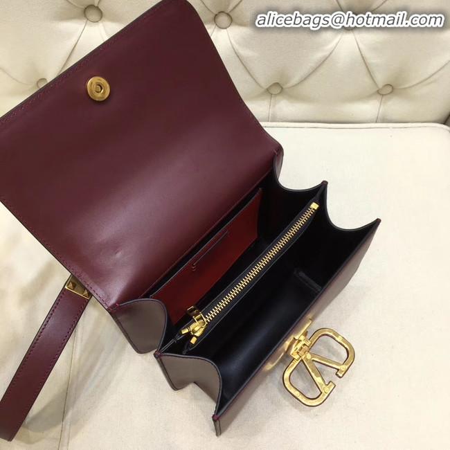 Trendy Design VALENTINO VLOCK Origianl leather shoulder bag 0908 Burgundy