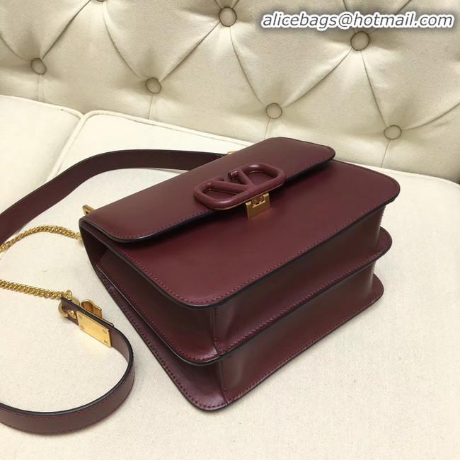 Trendy Design VALENTINO VLOCK Origianl leather shoulder bag 0908 Burgundy