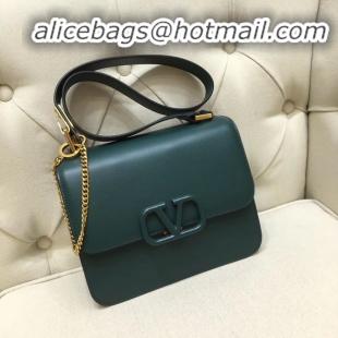 Perfect Inexpensive VALENTINO VLOCK Origianl leather shoulder bag 0908 green