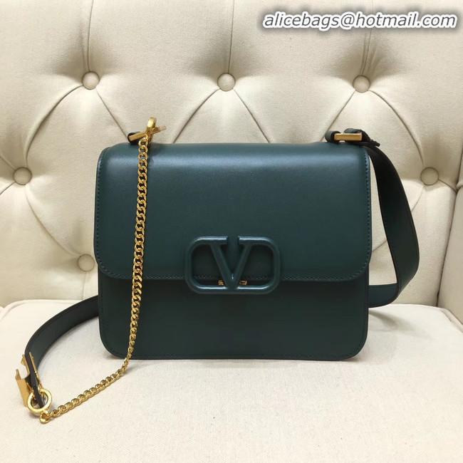 Perfect Inexpensive VALENTINO VLOCK Origianl leather shoulder bag 0908 green