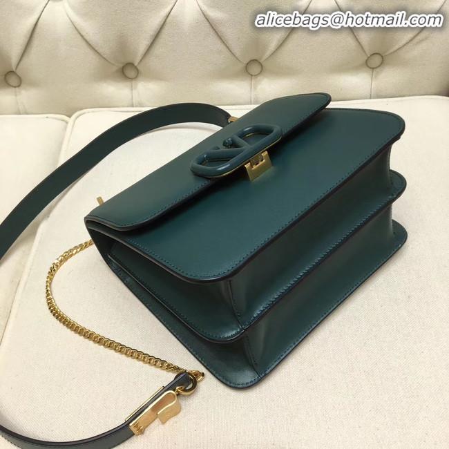 Perfect Inexpensive VALENTINO VLOCK Origianl leather shoulder bag 0908 green