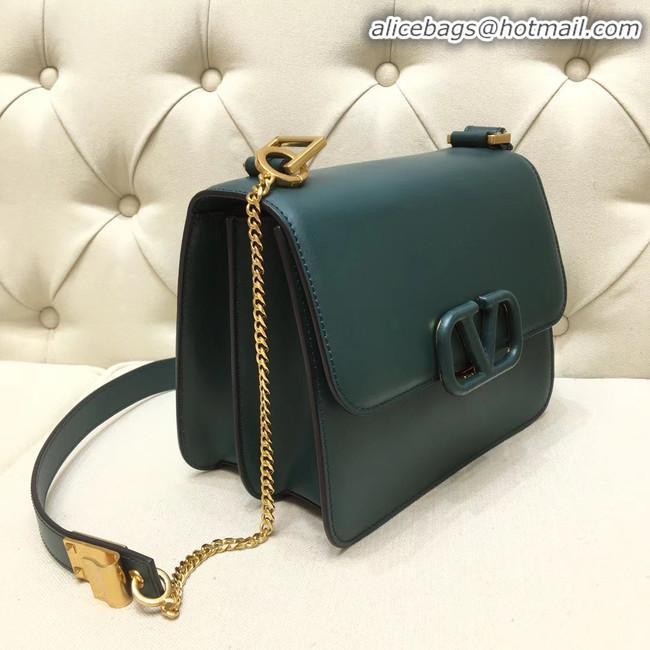 Perfect Inexpensive VALENTINO VLOCK Origianl leather shoulder bag 0908 green