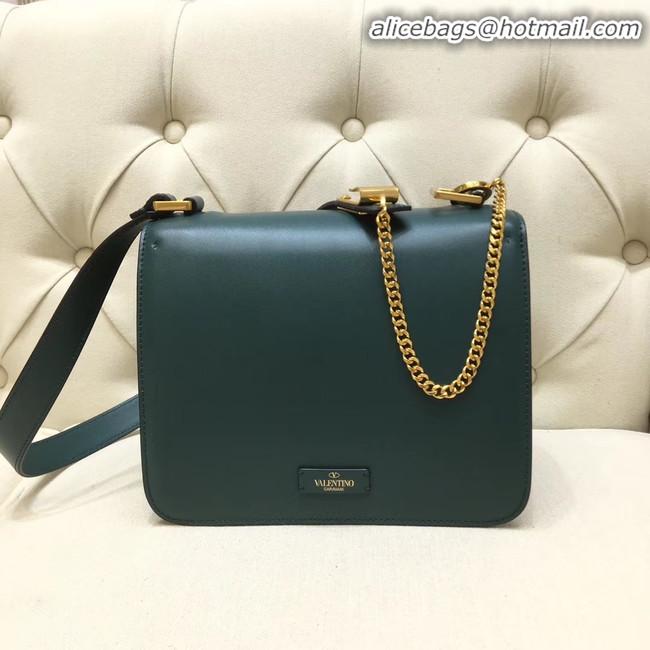 Perfect Inexpensive VALENTINO VLOCK Origianl leather shoulder bag 0908 green