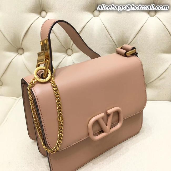 Original Cheap VALENTINO VLOCK Origianl leather shoulder bag 0908 pink