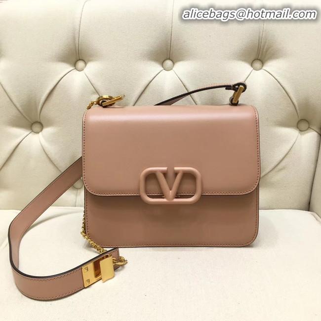 Original Cheap VALENTINO VLOCK Origianl leather shoulder bag 0908 pink