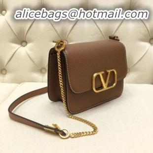 Buy Classic VALENTINO VLOCK Origianl leather shoulder bag 0905 brown