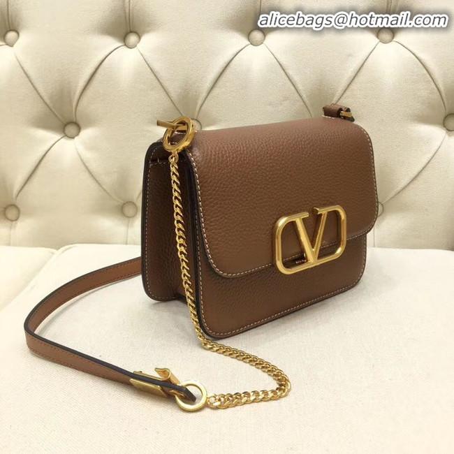 Buy Classic VALENTINO VLOCK Origianl leather shoulder bag 0905 brown